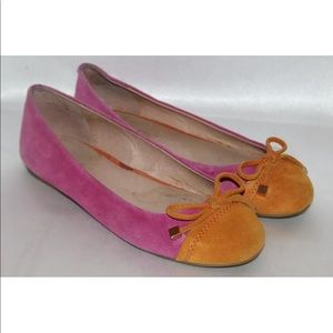 Aldo orange pink suede Cap toe ballet flats
